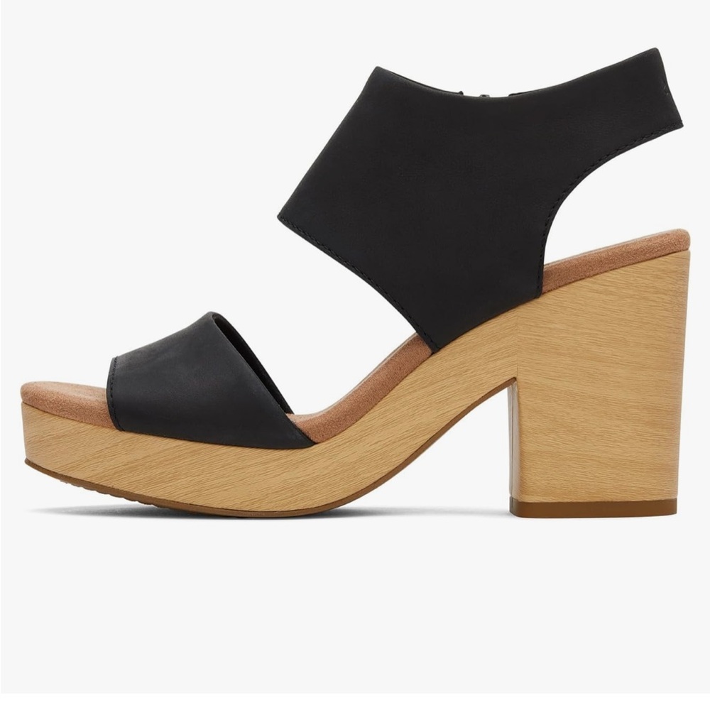 TOMS Majorca Black Leather Heels